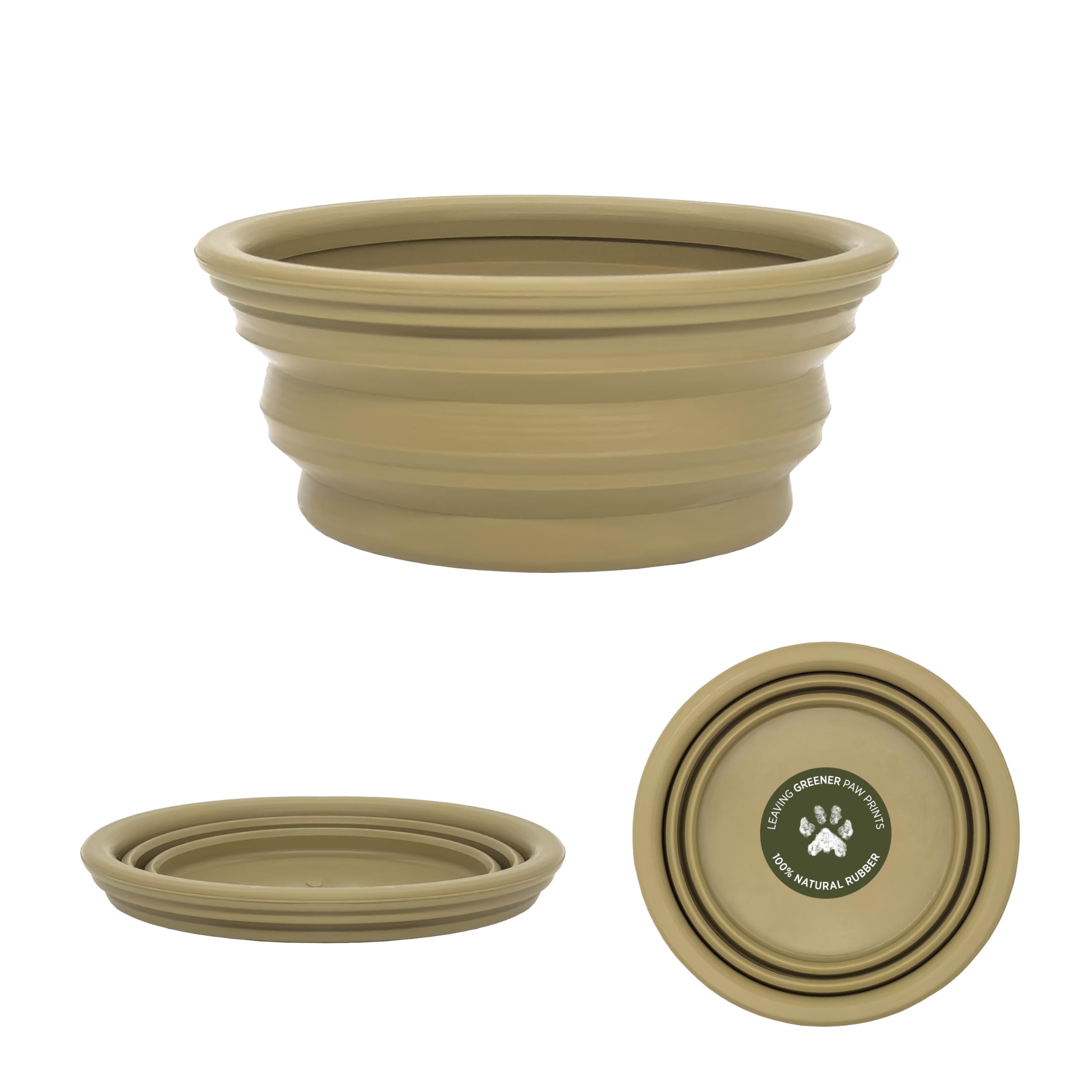 Hevea Collapsible Dog Bowl On The Go - Made from 100% Natural Rubber - Ultra Portable Pocket Sized Water Travel Dog Bowl - Tested and Safe for Your Dog (Hunter Green)