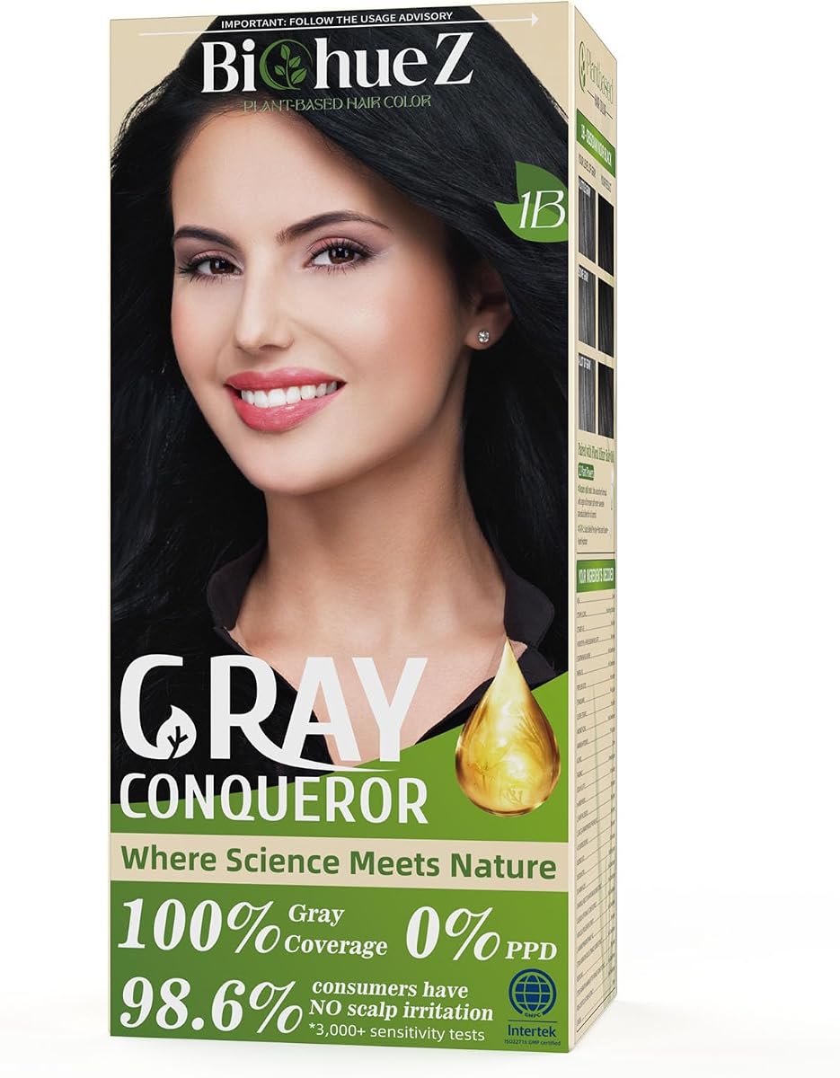 Black Hair Dye PPD-Free Natural Hair Color | Permanent Gray Coverage Hair Dye Herbal Hair Color for Women 1B Obsidian Noir Black Natural Black 5.07 Fl Oz