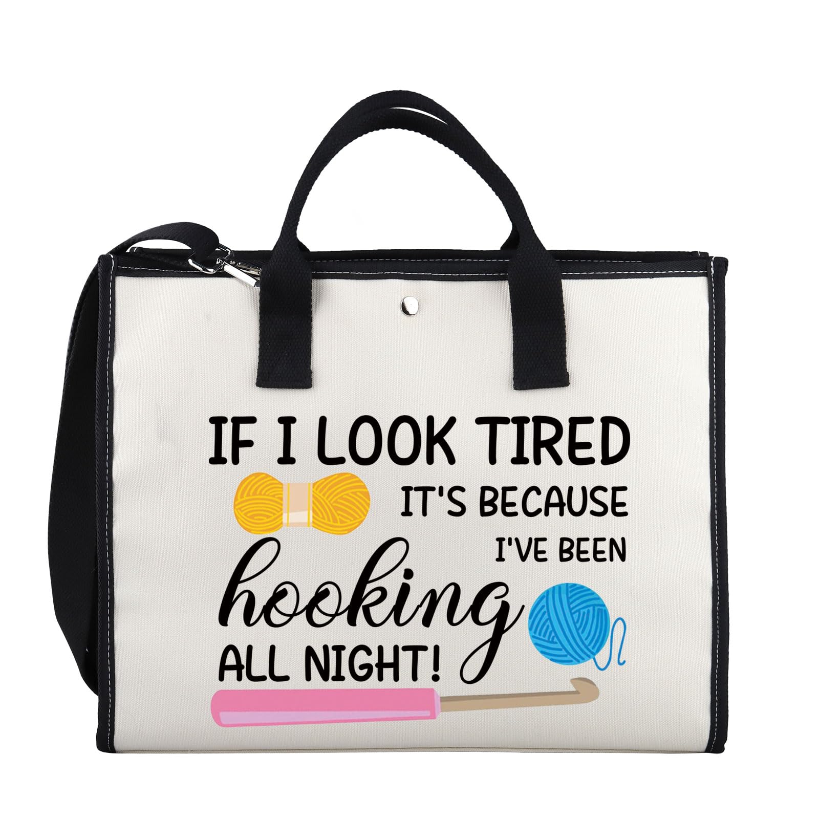 XYANFA Crochet Gifts Crochet Lovers Cosmetic Bag I'VE BEEN hooking ALL NIGHT Crochet Beginners Knitting Lovers Makeup Bag Pouch (hooking ALL NIGHT tote bag)