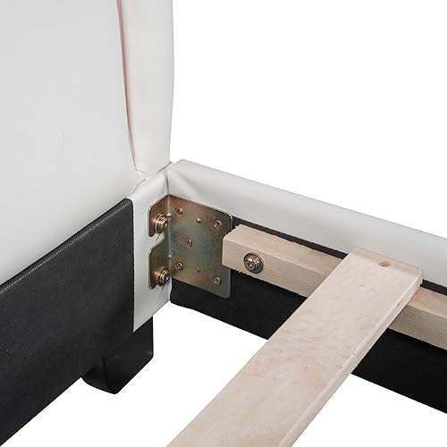 Miniatura 111 de Moderna base de cama de madera maciza de tamaño matrimonial para niños con cabecera en forma de corona, marco de cama tapizado de princesa con luces