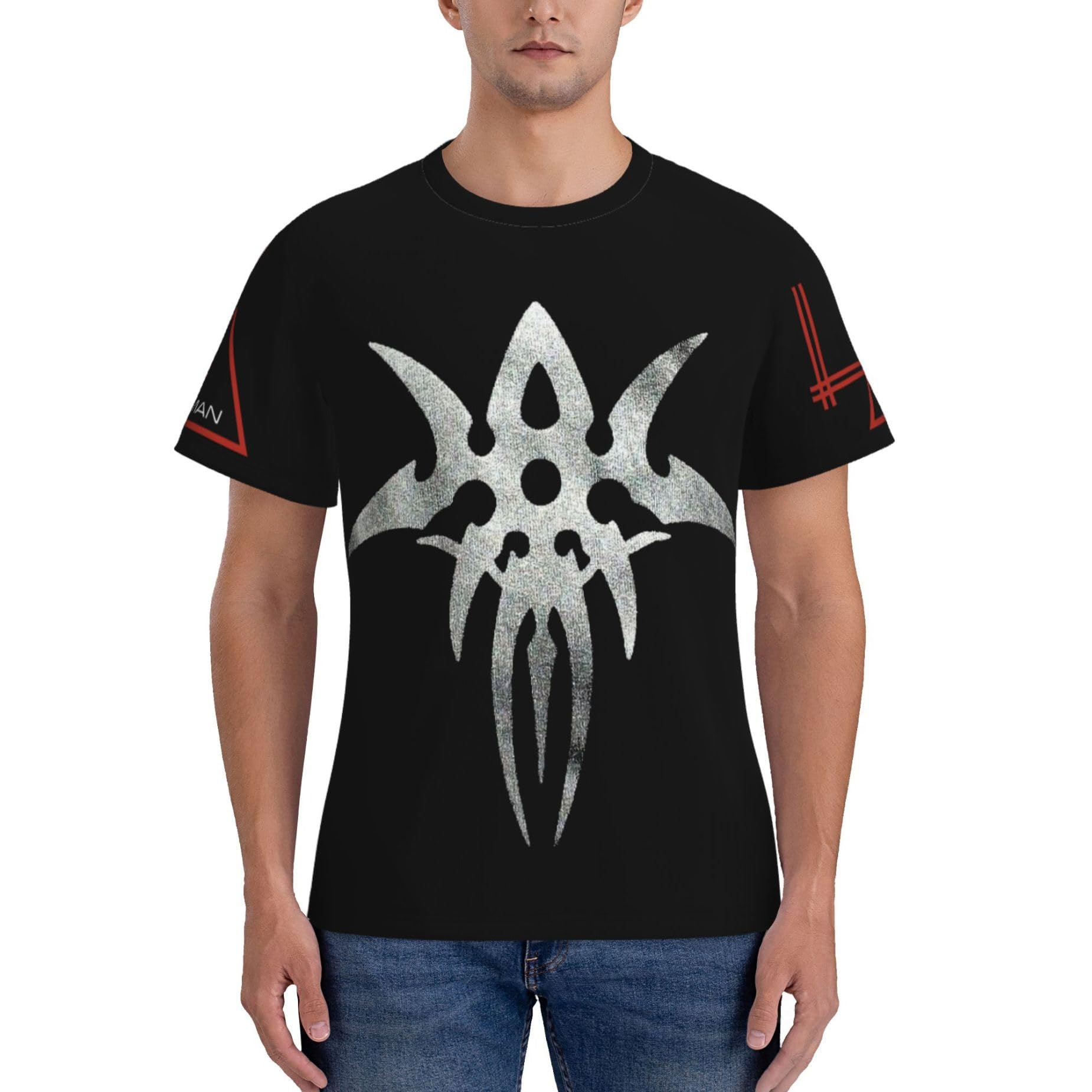 Mzpqdkslk Men's Black Gary Logo Graphic Numan T-Shirt Short Sleeve T Shirt For Round Neck Music Band Tshirt Clothes Merch For Fans Gift