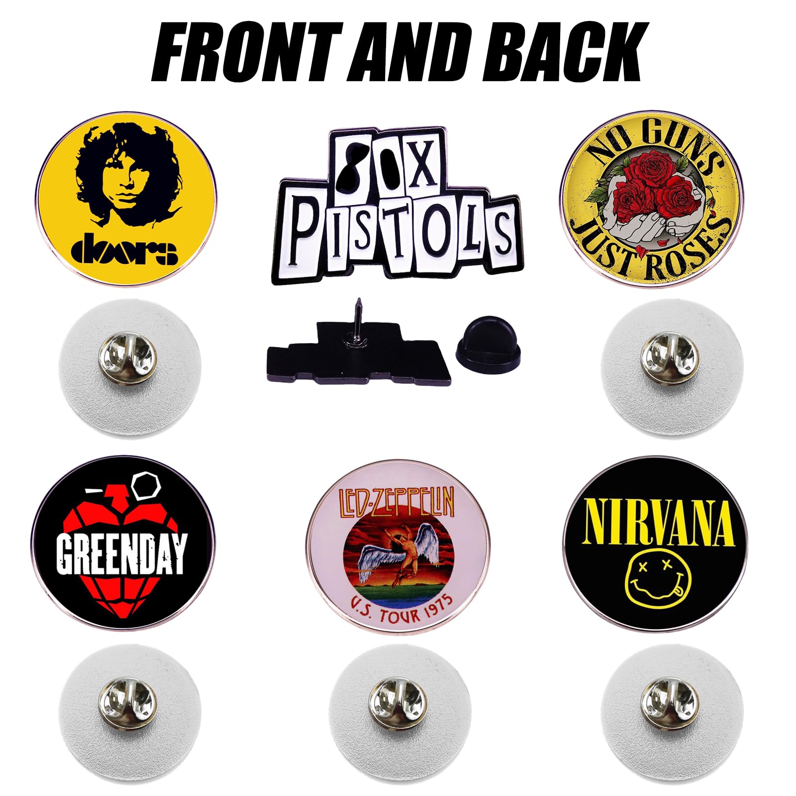 TYXHXTF Lot de 6 Rock Broche, Épingles à Dos en Émail, Punk Émail Broches, Broche Pin, Boutons à Épingle, pour Femme Homme pour Vêtements, Sac à Dos
