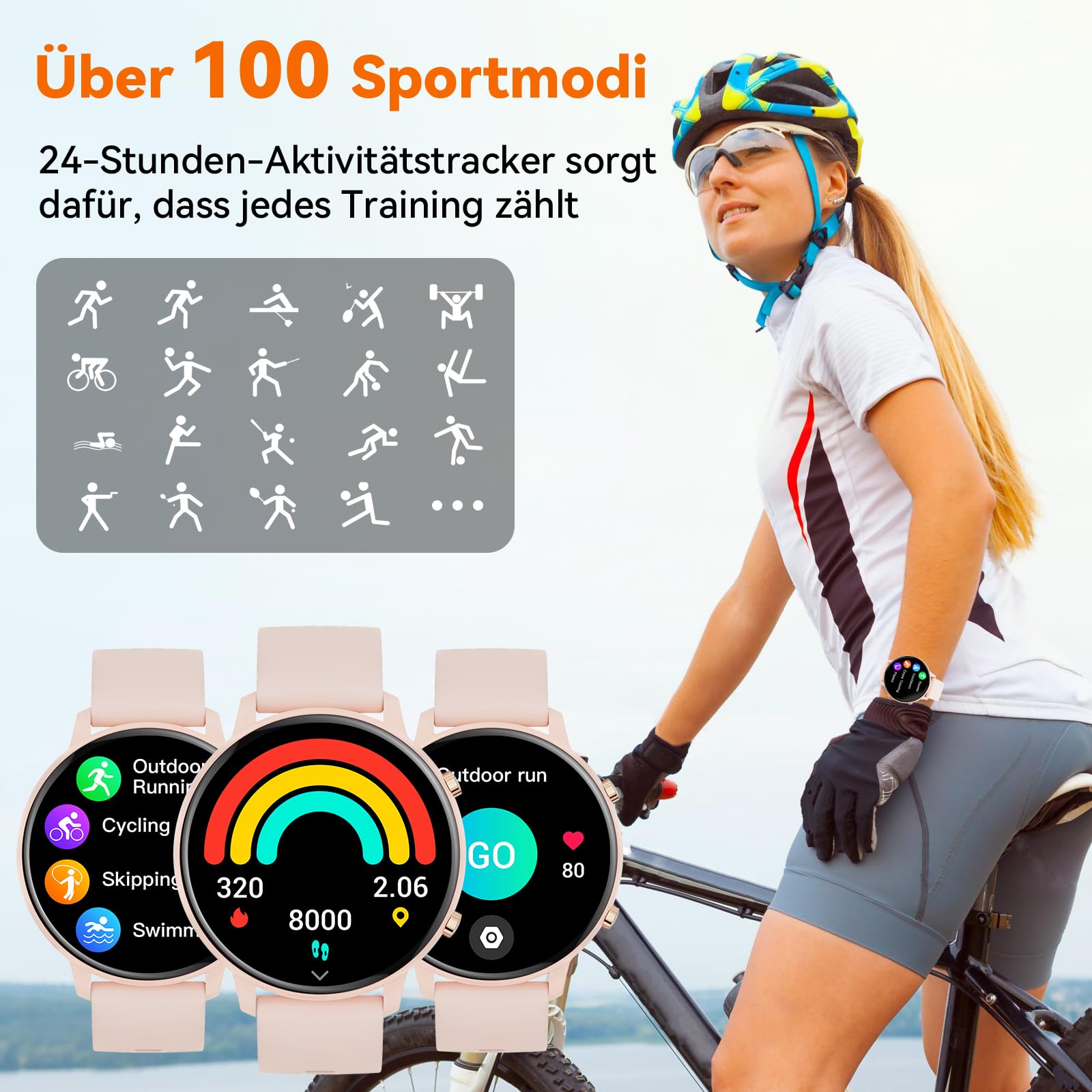Hwagol Smartwatch Damen Herren, 1.39" Zoll Touchscreen Smart Watch mit Bluetooth Anrufe, Uhr Damen Herren mit 140+ Sportmodi SpO2 Pulsuhr Schlafmonitor Schrittzähler, Armbanduhr für iOS Android