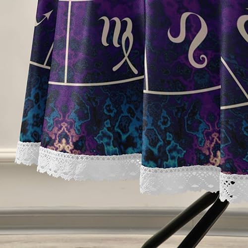 Miniatura 5 de ALAZA Mantel de encaje, signo del zodiaco mágico, lavable, a prueba de polvo, de poliéster, para decoración de mesas de cocina y comedor (redondo,