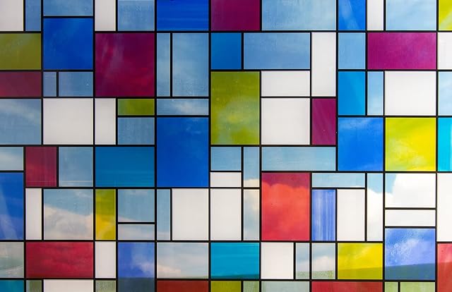Fablon 67.5 cm x 2 m Roll Mondrian Self Adhesive Window Film,Blue
