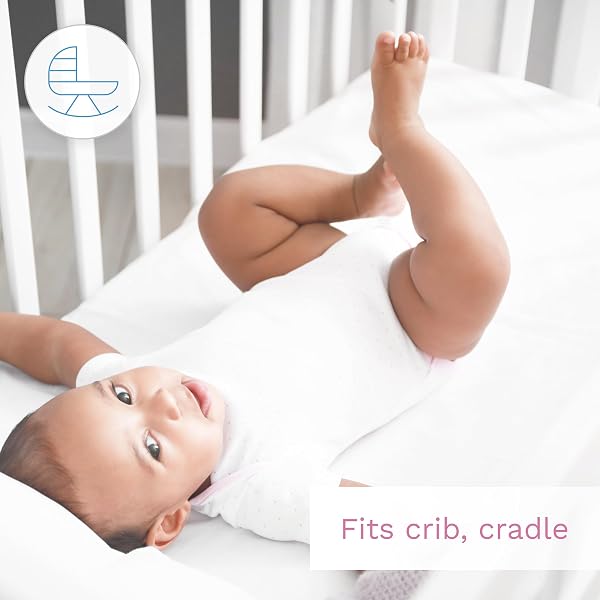 Jersey 100% Cotton Fitted Sheet for 90 x 40 cm Baby Crib Cradle Mattress (White) - 5