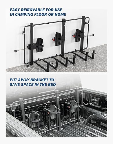 Miniatura 8 de JOYTUTUS Portabicicletas para cama de camión para camioneta de tamaño completo, Portabicicletas de cama de camión, Portabicicletas de cama de camión