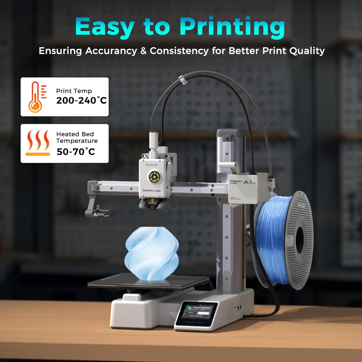 Bamboo Original TPU 90A 1.75MM Filament Exceptional Wear Resistance for Lasting Performance with RFID for Bambu Lab A1,A1MINI,X1,P1 AMS 1KG +/- 0.03mm AMS HT Compatible (Silver)