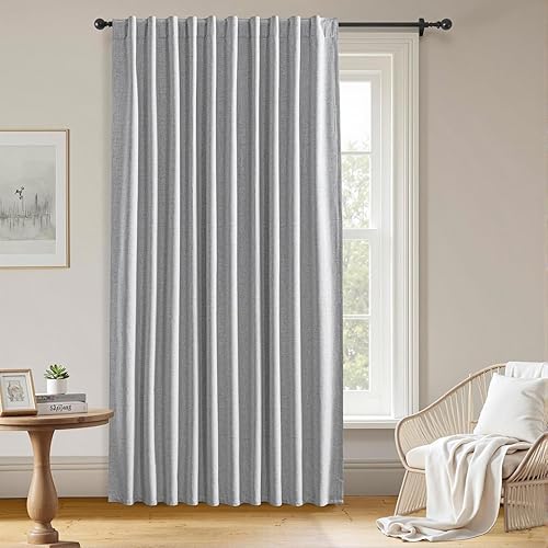 Miniatura 17 de cortinas 100% opacas de 84 pulgadas de largo, 2 paneles de lino sintético, cortinas largas para dormitorio y sala de estar, opacas, oscurecimiento