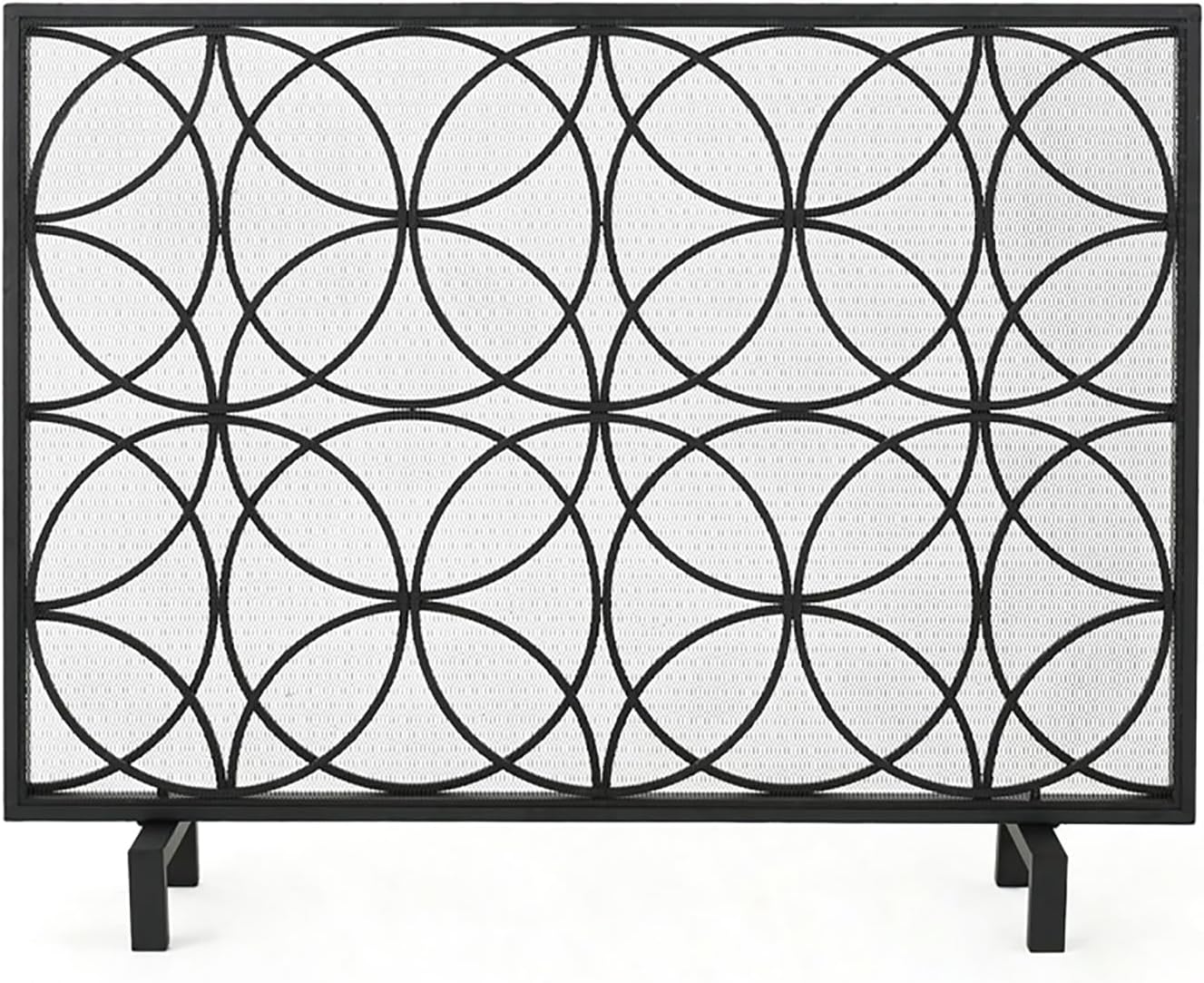 Fireplace Screens Decorative Single Panel Handcrafted Wrought Iron Mesh Chevron Screen, Fire Spark Guard for Living Room, Bedroom Decor(Gold)
