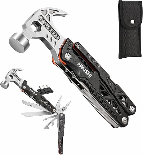 HANSHI Martillo cortador de alambre reemplazable multiherramienta con funda de nailon para exteriores, campamento, supervivencia, senderismo,