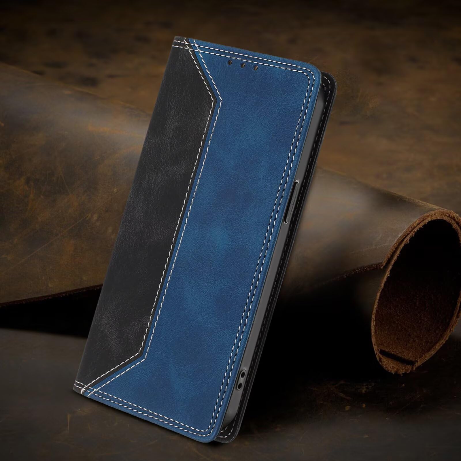 SEAHAI Etui do Motorola Edge 60 Neo/Edge 50 Neo/ThinkPhone 25, etui ochronne ze skóry PU, pokrowiec na karty, odporny na wstrząsy portfel z blokadą RFID/magnetyczną klapką, ciemnoniebieski