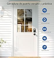 Vista 4 de Veise Cerradura de puerta de entrada sin llave con 2 perillas, cerrojo electrónico retroiluminado con asa, bloqueo automático, códigos únicos