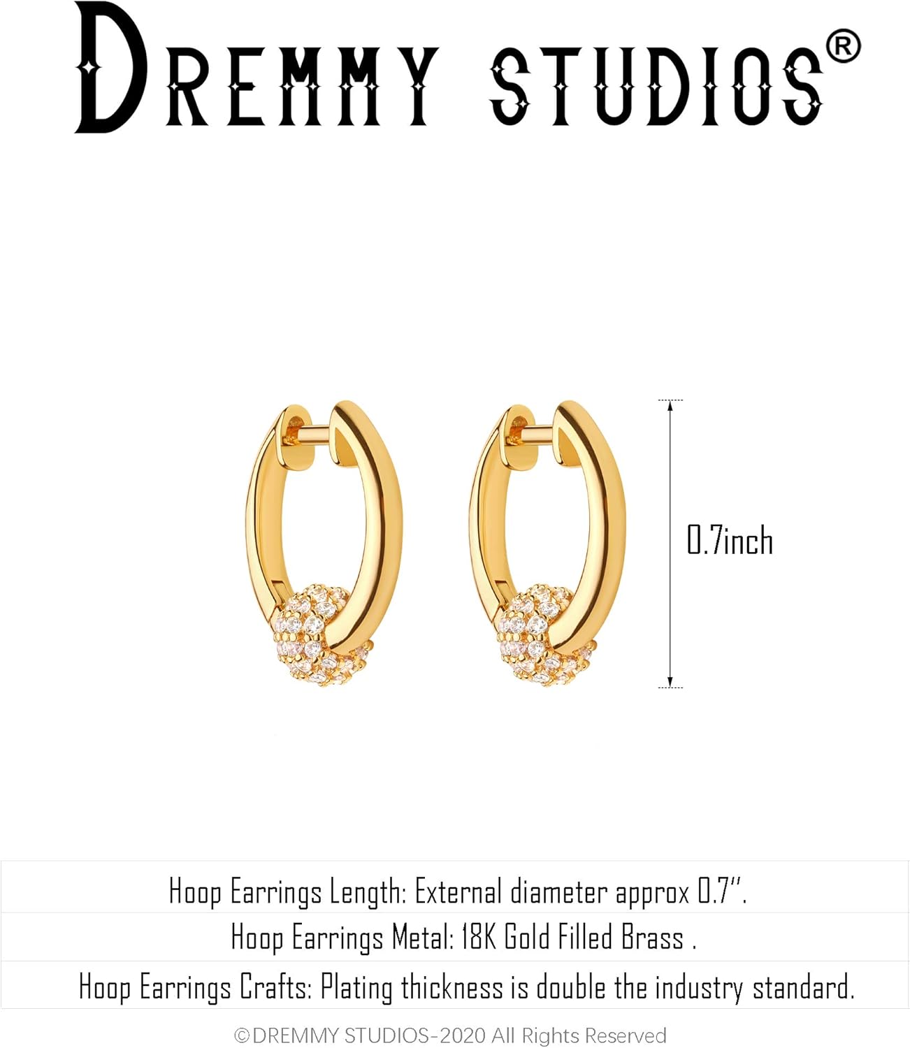 DREMMY STUDIOS Gold Dainty Huggie Hoop Earrings 18K Gold Plated Exquisite Open Tassel Dangle Charm Drop Sleeper Geometric Cross Coin Star Heart White CZ Simple Hypoallergenic Earrings for Women - Image 3