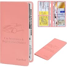 TILDOSAC Car Registration and Insurance Holder | Premium Car Document Organizer &Vehicle Glove Box Document Organizer | Car Accessories for Women & Men Pink