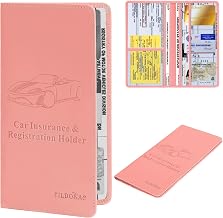 Upgraded Version Car Registration and Insurance Holder | Premium Car Document Organizer &Vehicle Glove Box Document Organizer | Car Accessories for Women & Men (Pink)