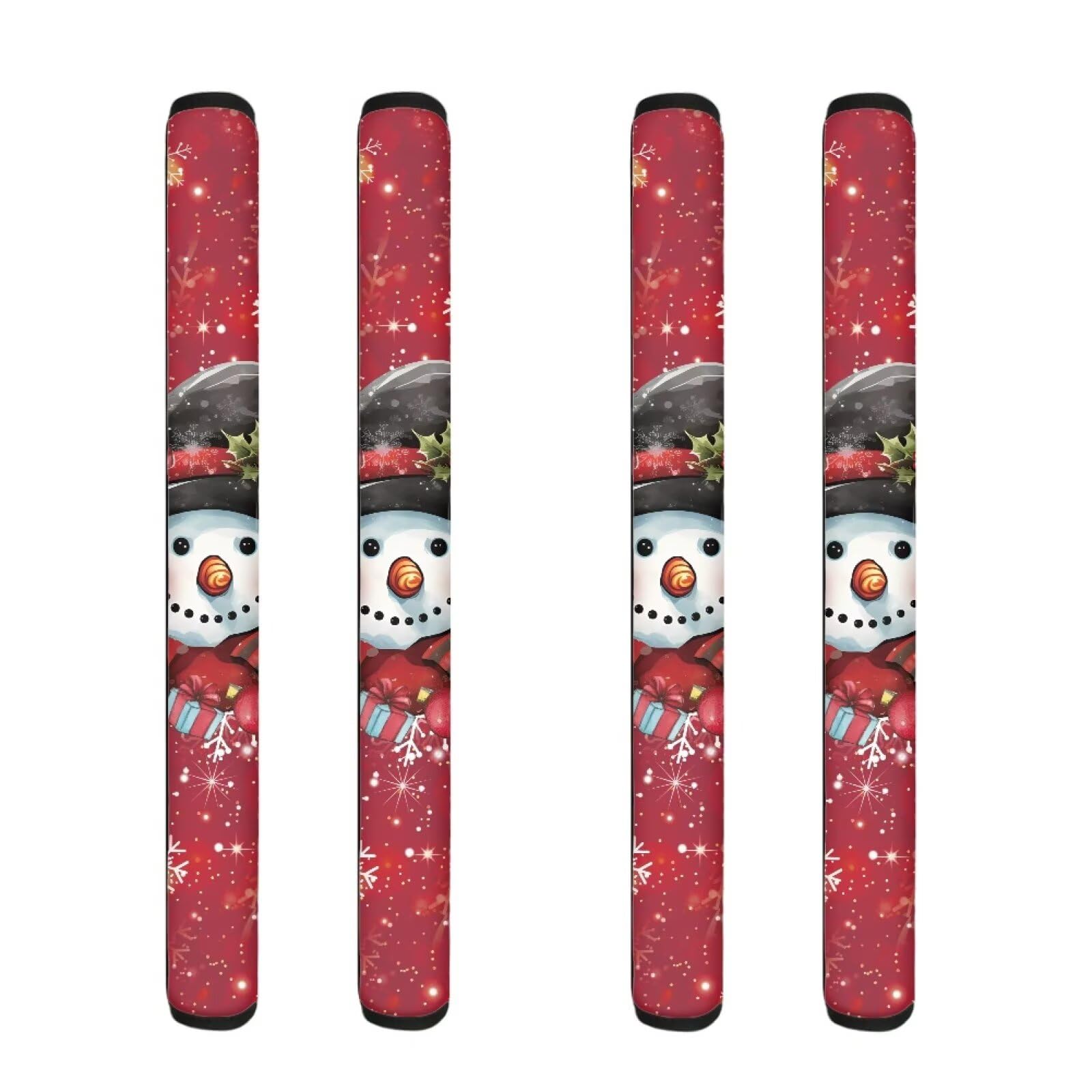 Christmas Cute Snowman Red Fridge Door Handle Covers Set of 4, Keep Away Fingertips Dust Food Stains for Microwave Oven for Home Kitchen Appliance Decoration