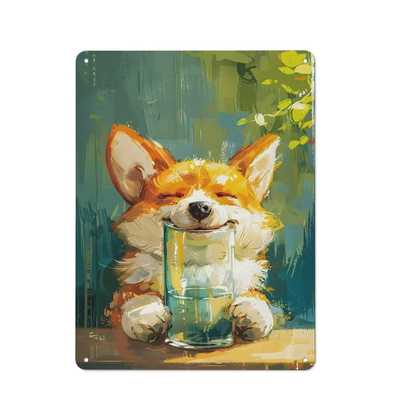 Junmoney Cute Cat Drinking Rustic Metal Plaque 40X30cm For Guest Room Or Hallway, A Decorative Metal Sign For Guest Rooms And Hallways