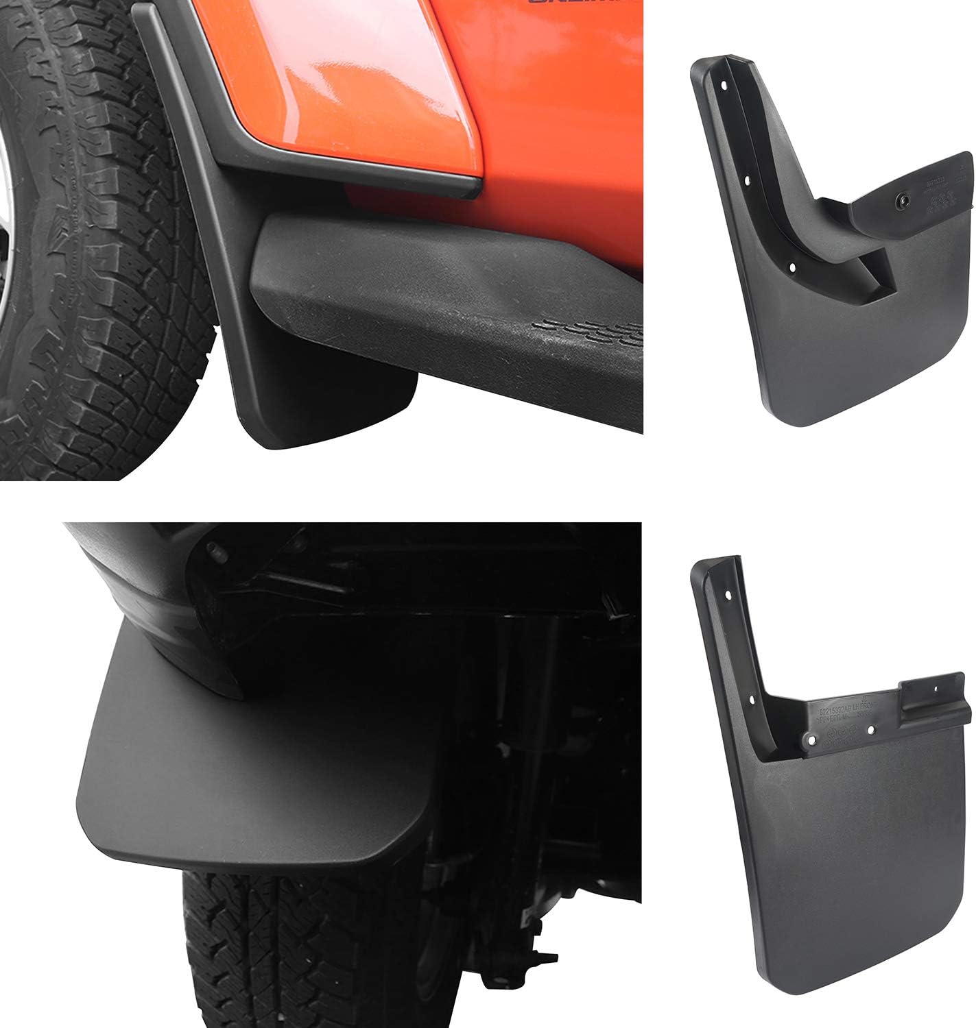 Hooke Road Fender Flares Front & Rear Mud Splash Guards Kit Compatible with 2018-2023 Jeep Wrangler JL Sahara Sport Sports (Exclude Rubicon)