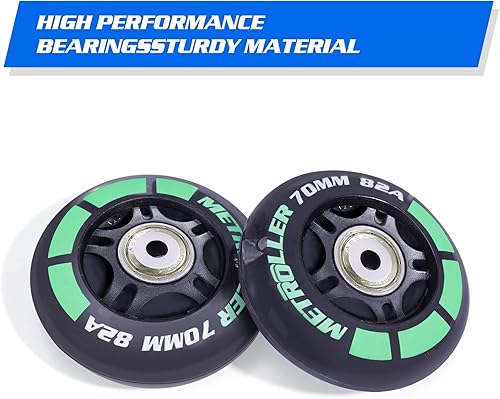 Miniatura 5 de Paquete de 8 ruedas de patinaje en línea de 2.756 in con luz 82A con rodamiento ABEC-7, ruedas de patinaje en línea para interiores y exteriores,