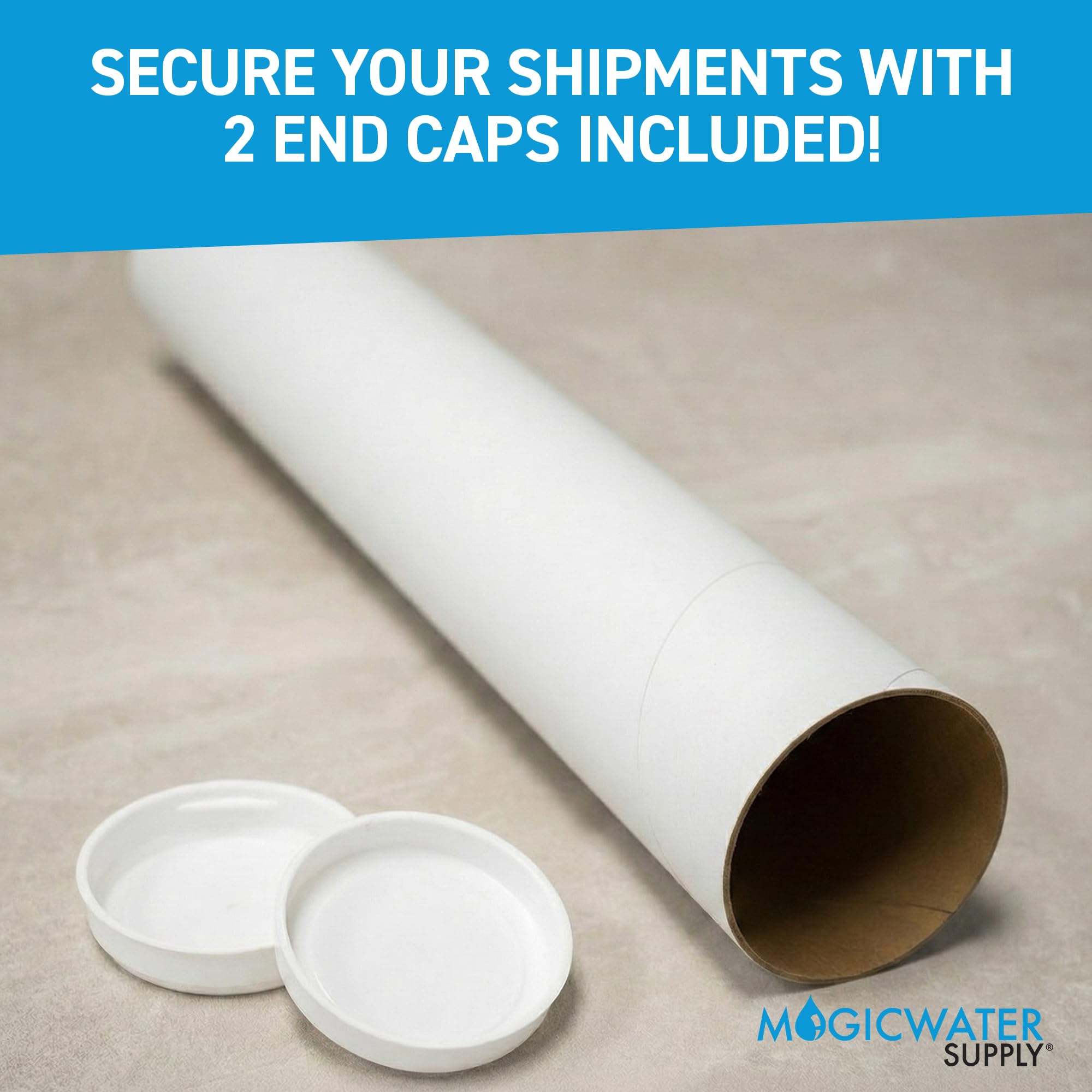 MagicWater Supply 7,6 cm x 30,5 cm weiße Versandrollen mit Kappen (6 Stück)