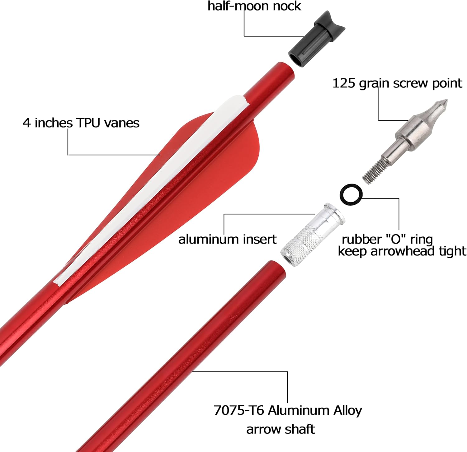 ZSHJGJR Crossbow Bolts Aluminum Arrows 20 22 Inch Archery Aluminum Alloy Crossbow Arrows with Screw-in Hunting Broadheads for Crossbow Hunting Shooting 6/12pcs