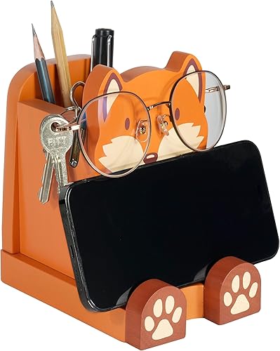 Miniatura 71 de I'm - Soporte multiusos de madera para lentes, teléfono, pluma y lápiz, accesorios de escritorio, decoración de escritorio, hogar, oficina, Oso
