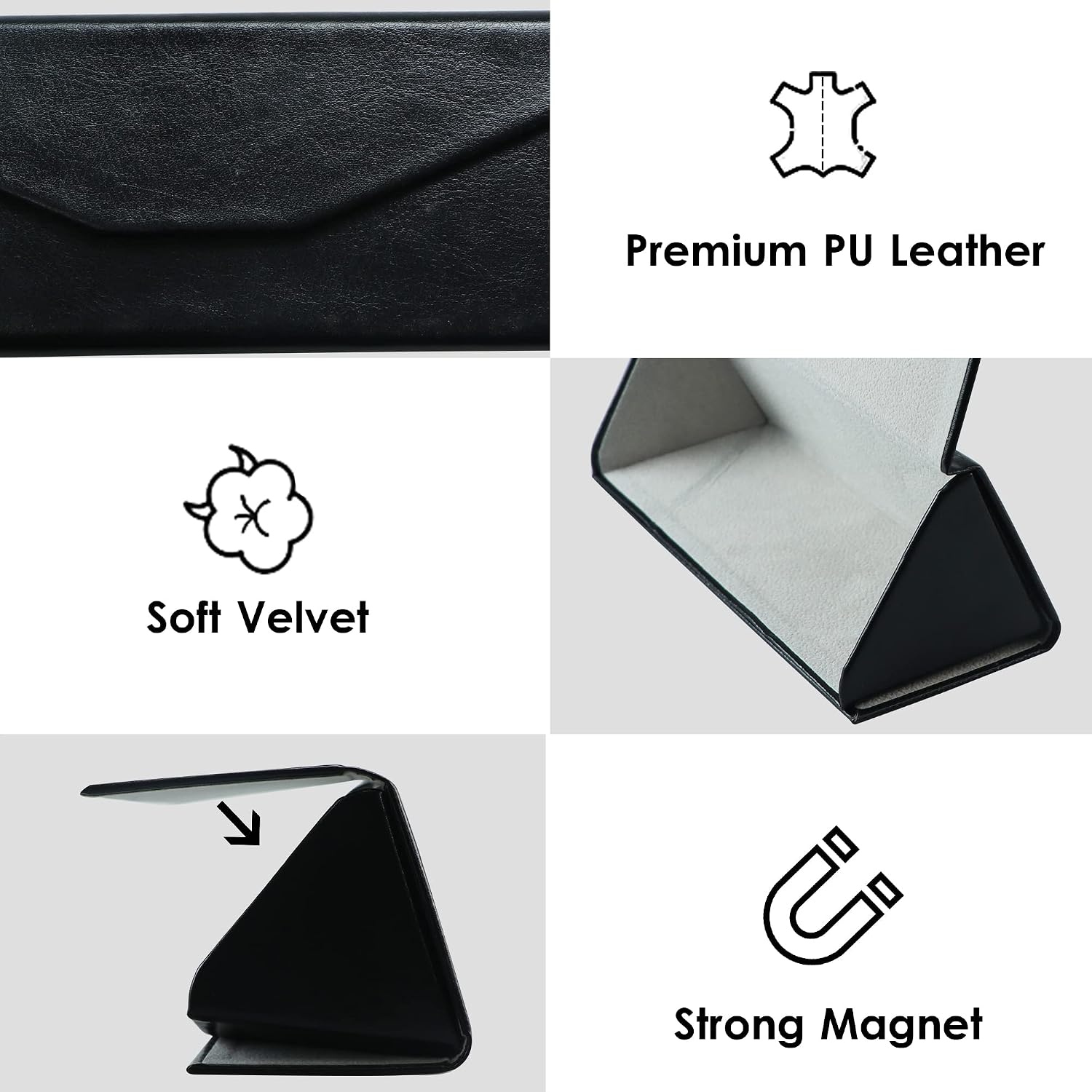LifeArt 2 Pack Eyeglasses Case Foldable Holder Easy to Carry Matte Leather & Magnet Closure for Reading, School, Office