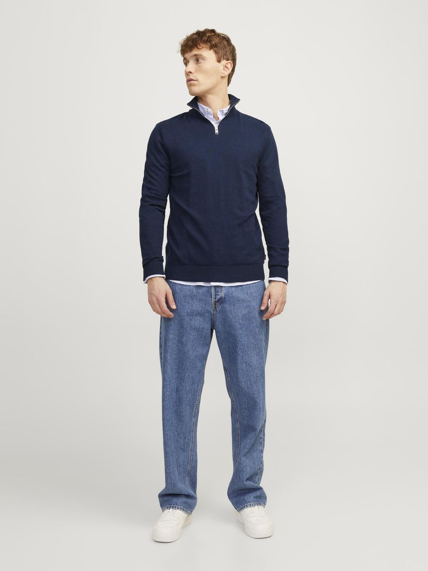 JACK & JONES Jjeemil Knit Half Zip Maglione Uomo (Pacco da 1)