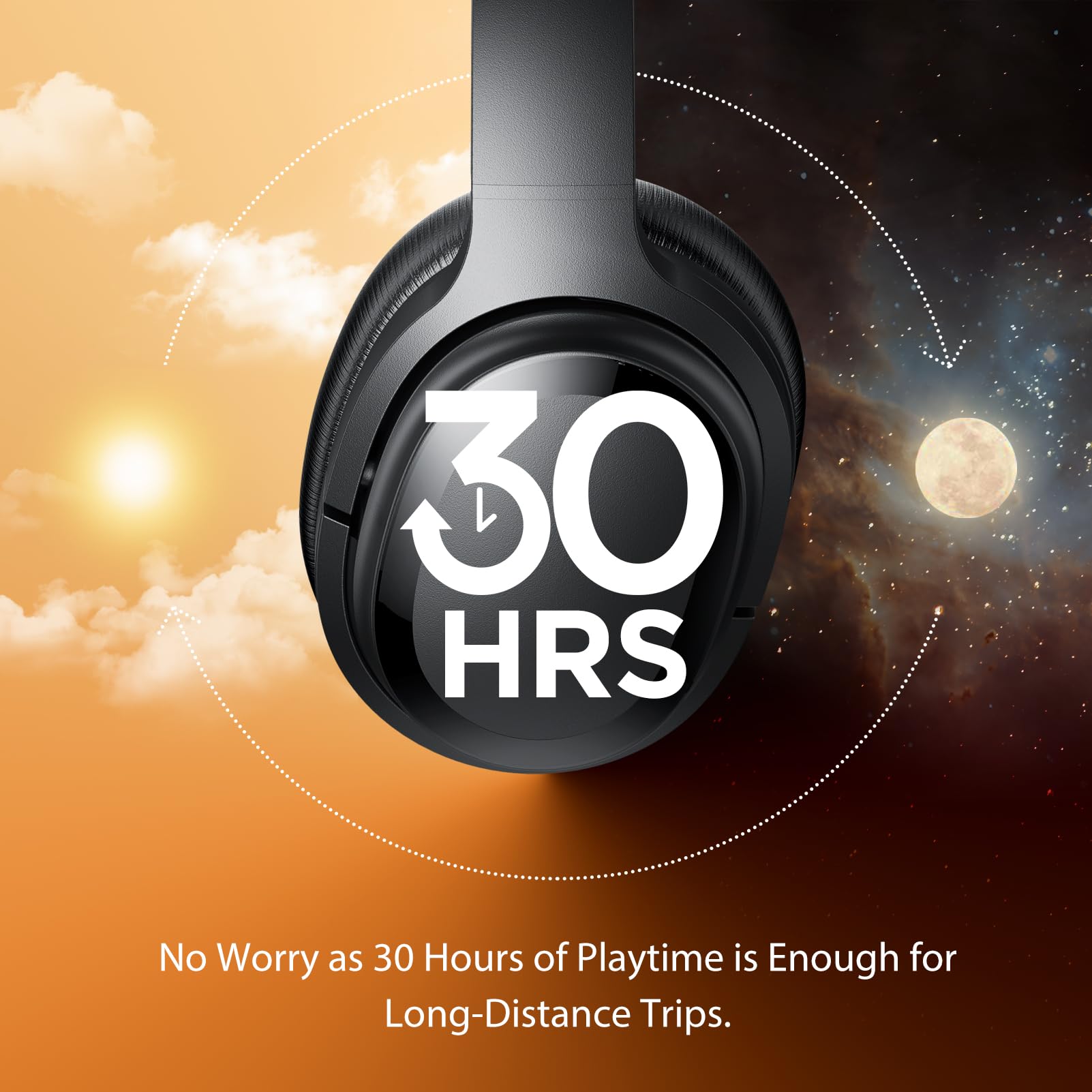 Vonaural Cuffie ibride con cancellazione attiva del rumore, modalità trasparenza, audio Hi-Fi, bassi profondi, cuffie Bluetooth over-ear wireless, 30 ore di autonomia, padiglioni auricolari in schiuma