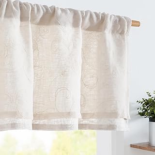 jinchan Kitchen Valance Curtain Double Layers, 1 Panel, Crude