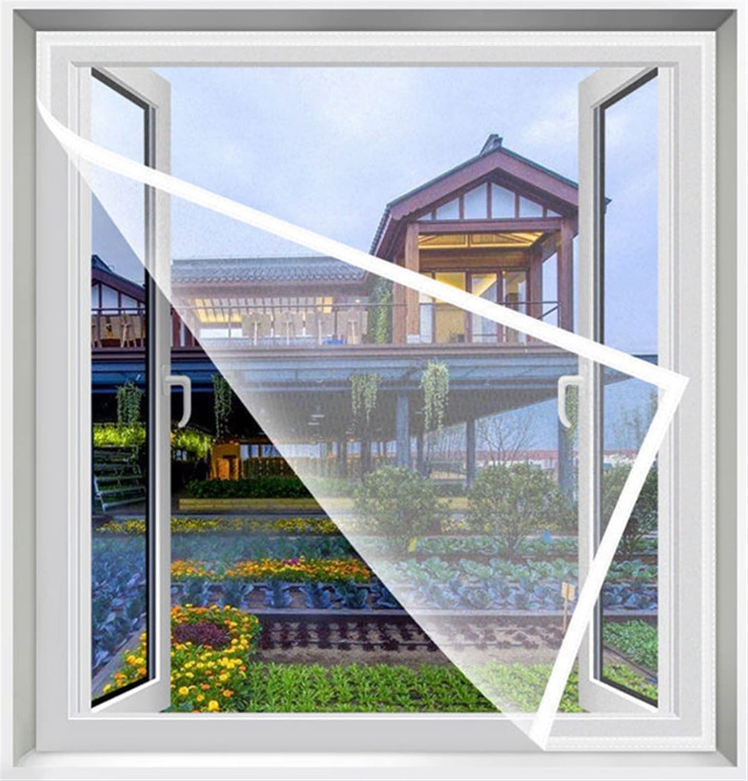 DIY Fliegengitter für Fenster, Selbstklebendes Moskitonetz für Fenster, Zuschneidbar Fenstergitter für Insekten, Transparentes Katzennetz, Fliegengitter, Moskitonetz, Insektenschutz
