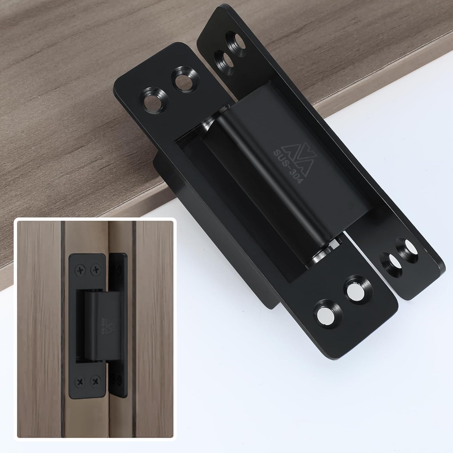 Hidden Door Hinge 5 Inch Hidden Hinges for Doors 2 Pack 304 Stainless Steel Invisible Hinge Heavy Duty Concealed Door Hinge 3mm Thicknesse Silent and Smooth Hidden Door Hinges for Secret Door