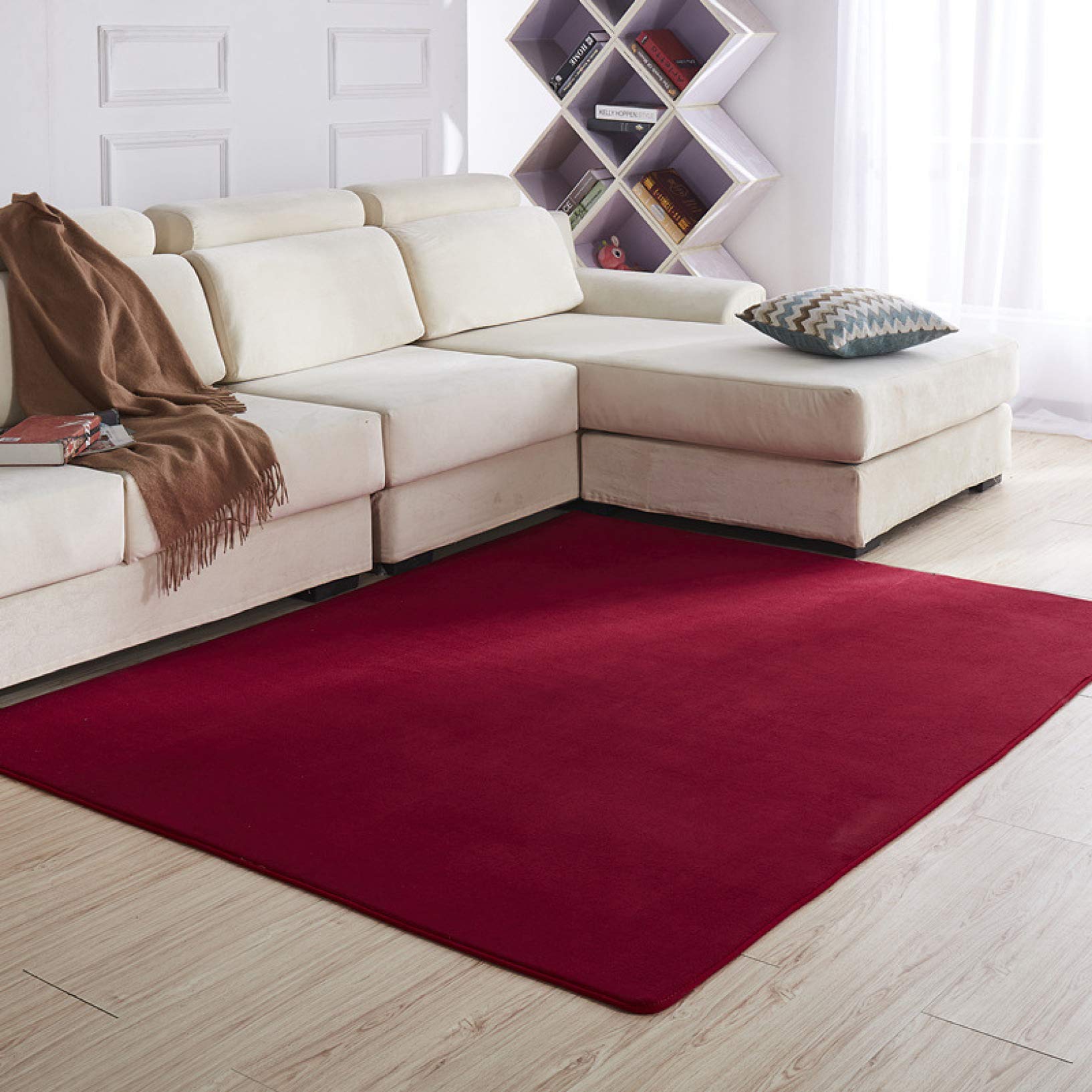 Amazon｜低反発 ラグマット ワインレッド 1.5畳 2畳 長方形