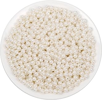 anezus Pearl Beads for Craft, 1000pcs Ivory Faux Fake Pearls, 6 mm Small Sew on Pearl Beads with Holes for Jewelry Making, Bracelets, Necklaces, Hairs, Crafts, Decoration and Vase Filler
