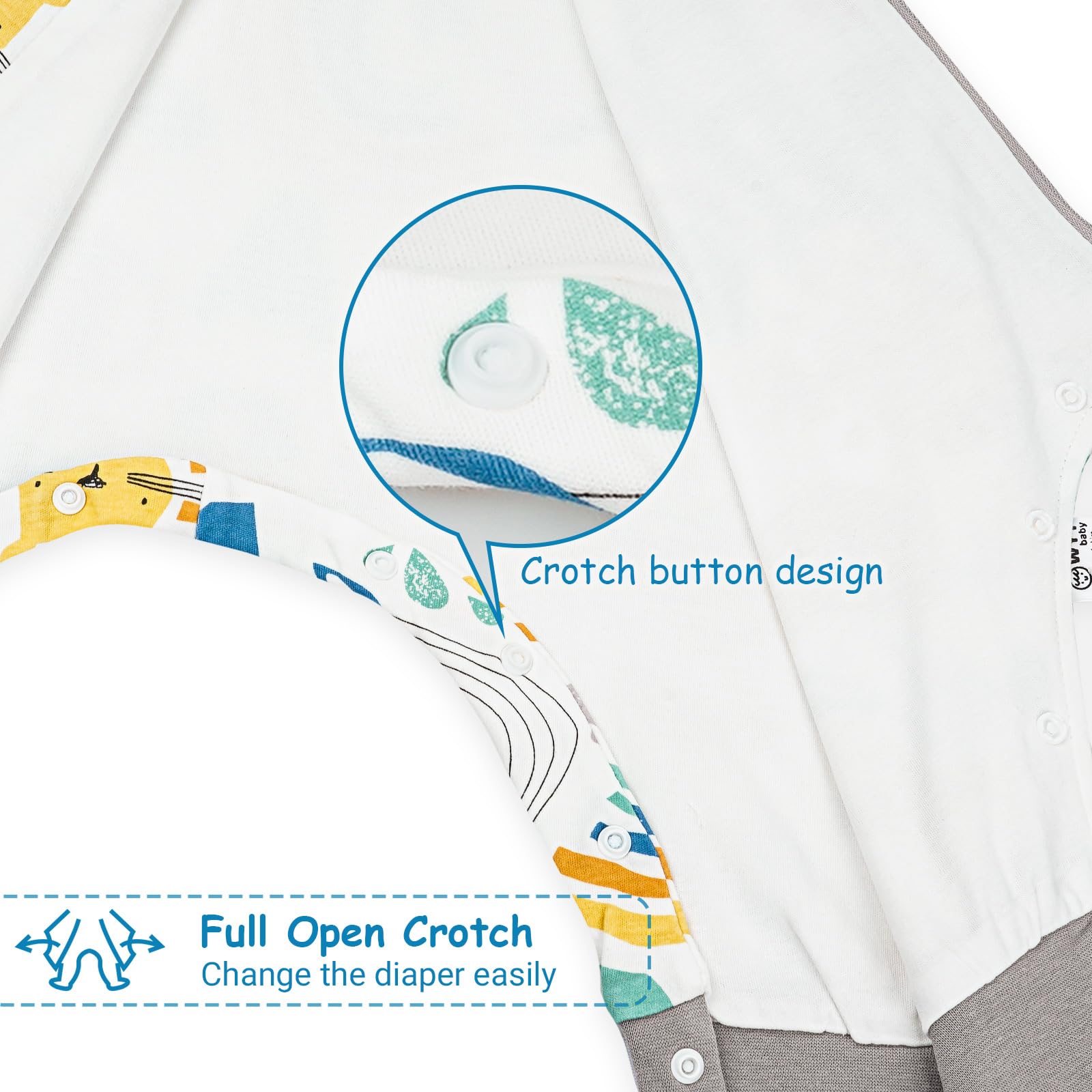 WYTbaby Sacco Nanna con Piedini 1.0 Tog, 100% Cotone Ultra-Morbido, Facile da Indossare, Ideale per il Sonno dei Neonati, Sacco Nanna Adatto per Bambini da 2-3 Anni