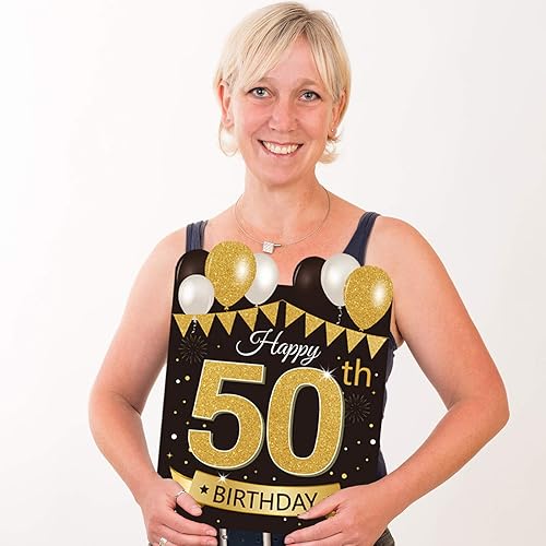 Miniatura 4 de Letrero grande para fiesta de cumpleaños número 50 con estacas y decoraciones de césped al aire libre