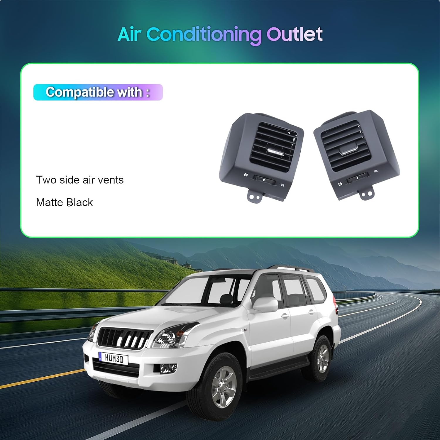 Pair Center A/C Dash Air Vent Trim Panel Dashboard Cover Matt Black Compatible With 2003-2009 Toyota Prado,LC-120 GX470 Air Vent Outlet Panel Left & Right Side