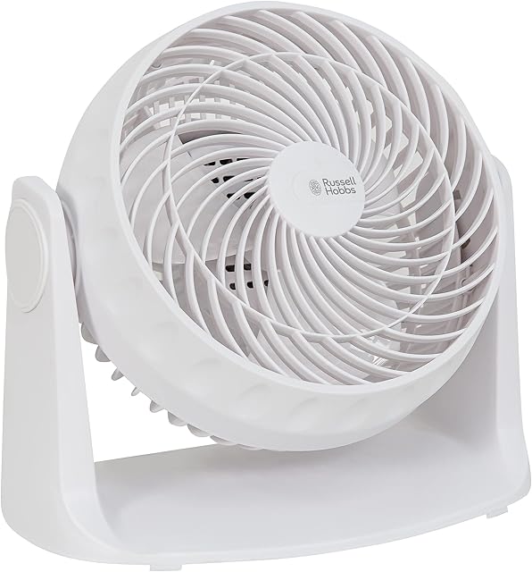 Russell Hobbs 8" high Velocity Plastic Freestanding/Wall Mounted Desk Fan RHVD0831, White,