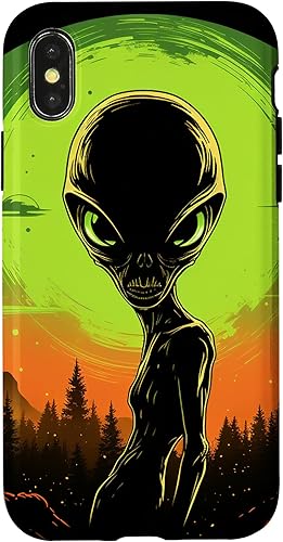 Vista 4 de iPhone 14 Pro Cute Green Alien Head UFO Space Face Alien Case