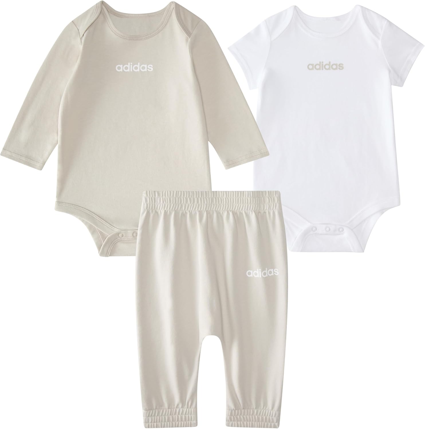 adidas baby-boys 3-piece Linear Logo Bodyshirt & Pant Set