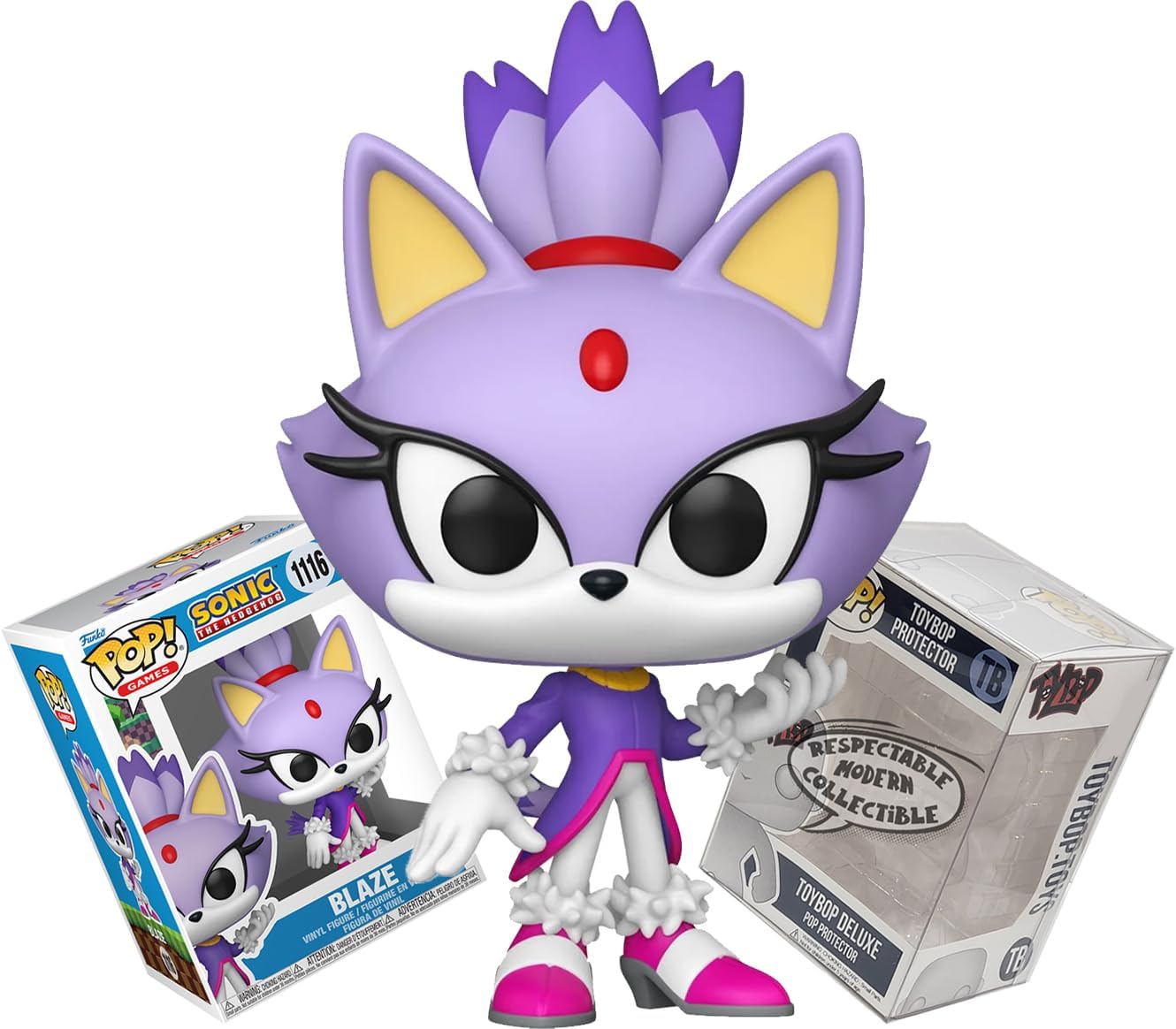 Funko Blaze The Cat + ToyBop Protector: Sonic The Hedgehog Pop! Games Vinyl Figure (Bundled with Pro-Deluxe Pop Protector Collector Case Box Gift Set)