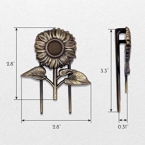 Miniatura 2 de Rosebrook Clips vintage para diario, diseño de girasol, acabado de latón antiguo, regalo para escritores