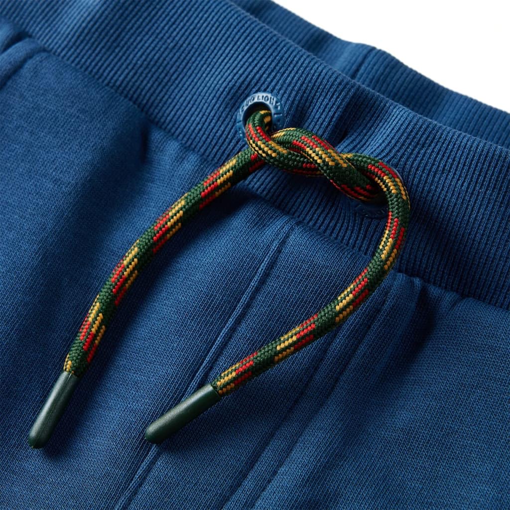 Kinder-Trainingshose Blau Joggerhose mit Kordelzug und Taschen, 50% Baumwolle 50% Polyester, Größe 128 für Jungen und Mädchen, Freizeit- und Sporthose für Schule, Kita