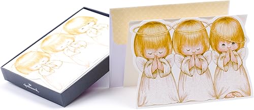 Hallmark - Tarjetas de Navidad religiosas en caja, tres ángeles (16 tarjetas y 17 sobres)