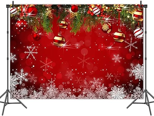 Miniatura 4 de Fondo de fotografía de vinilo rojo de 8 x 6 pies para fotografía de Navidad, fiesta de vacaciones de invierno, fondo fotográfico, Año Nuevo,