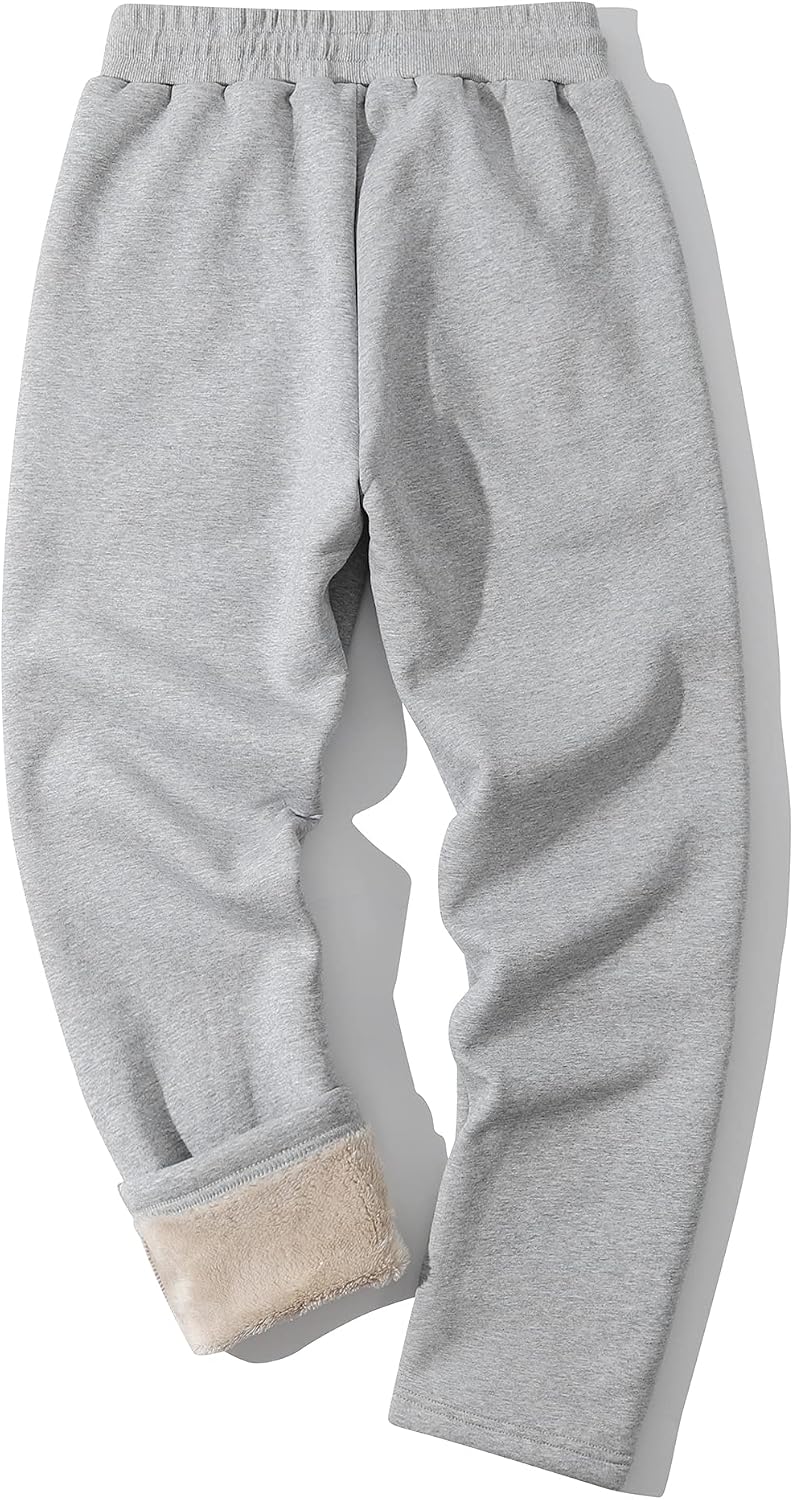 Flygo Men's Fleece Pants Winter Active Joggers Sweatpants Thermal Sherpa Lined Pants