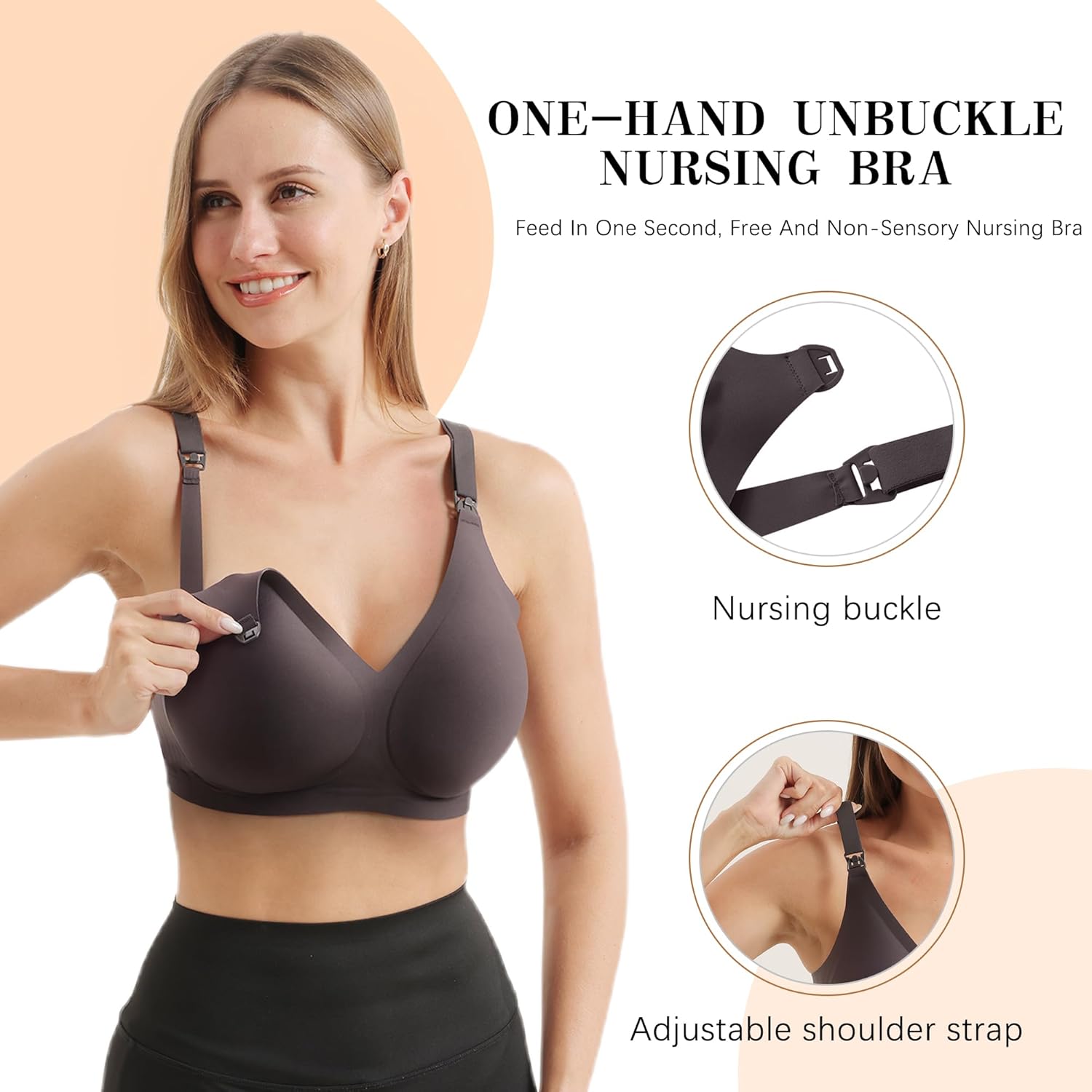 2 Pack Nursing Bras for Breastfeeding, Seamless Maternity Bras Pregnancy Wireless Bralettes with Extra Extender - Image 2