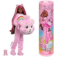 Barbie - Cutie Reveal Serie Care Bears, bambola con costume di orso di peluche Cheer Bear