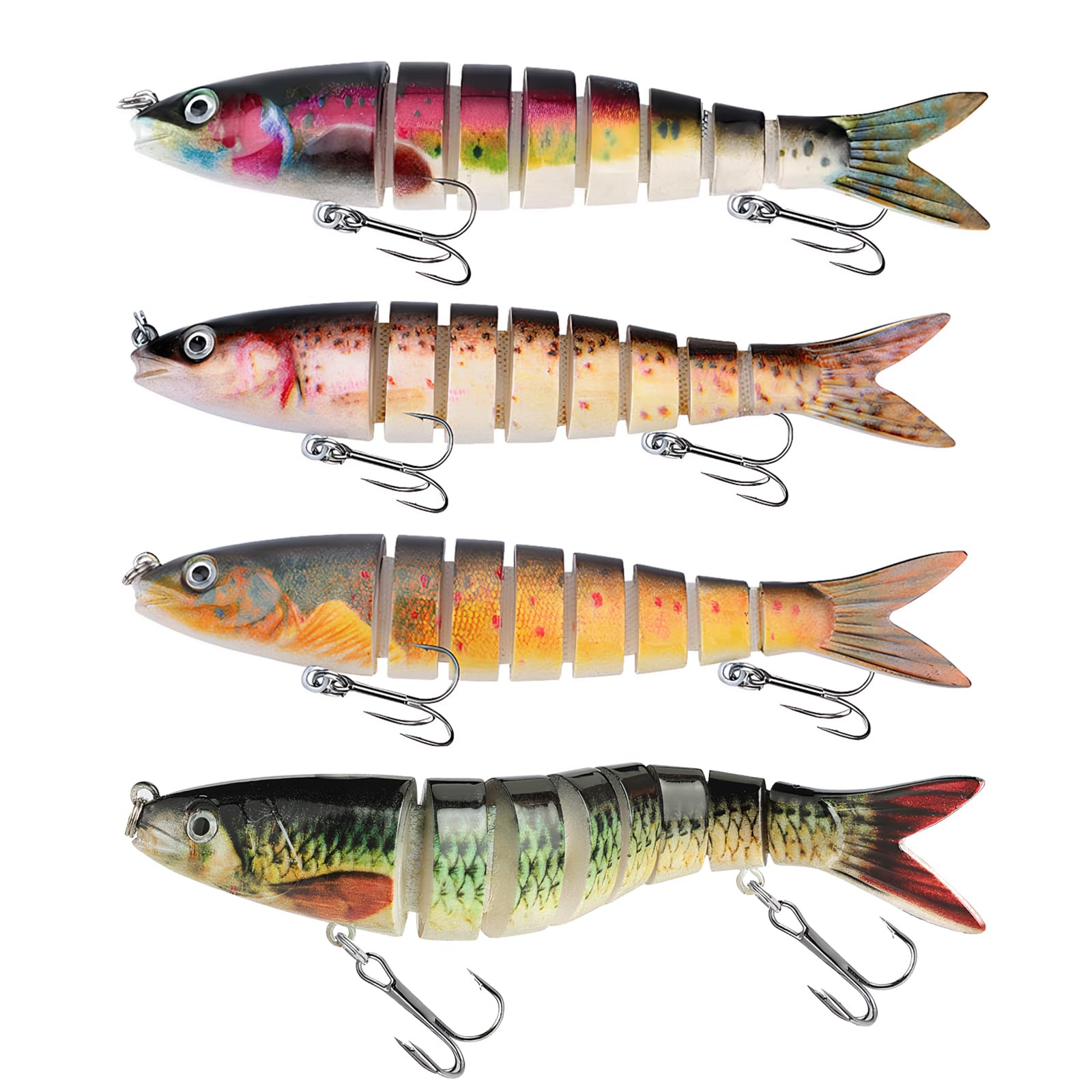 4 Piezas Señuelos Spinning Pesca Mar con Anzuelos Triples para Black Bass Lubina